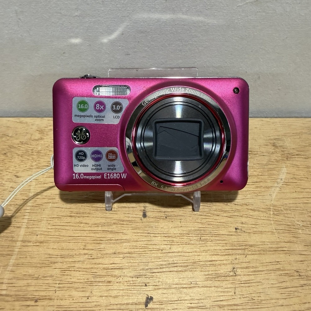 GE E1680 Digital Camera 8x Zoom HD Video‎ Pink 3.0 LCD 16.0MP Compact E1680W